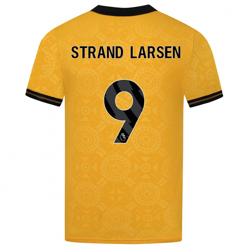Danxen Kvinder Jørgen Strand Larsen #9 Gul Sort Hjemmebane Spillertrøjer 2025/26 Trøje T-Shirt