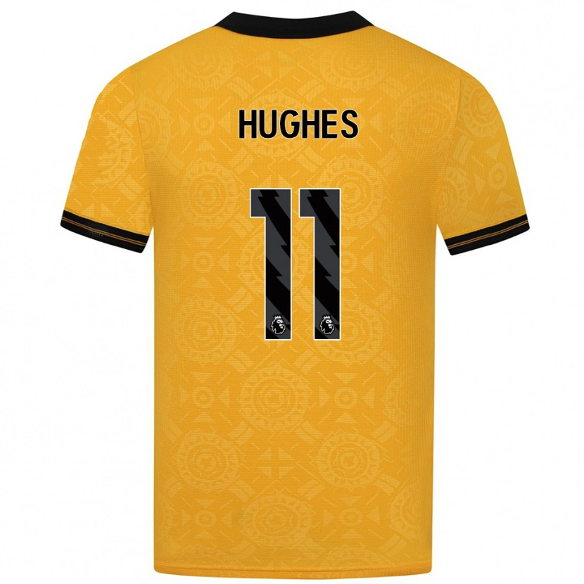 Danxen Kvinder Amber Hughes #11 Gul Sort Hjemmebane Spillertrøjer 2025/26 Trøje T-Shirt