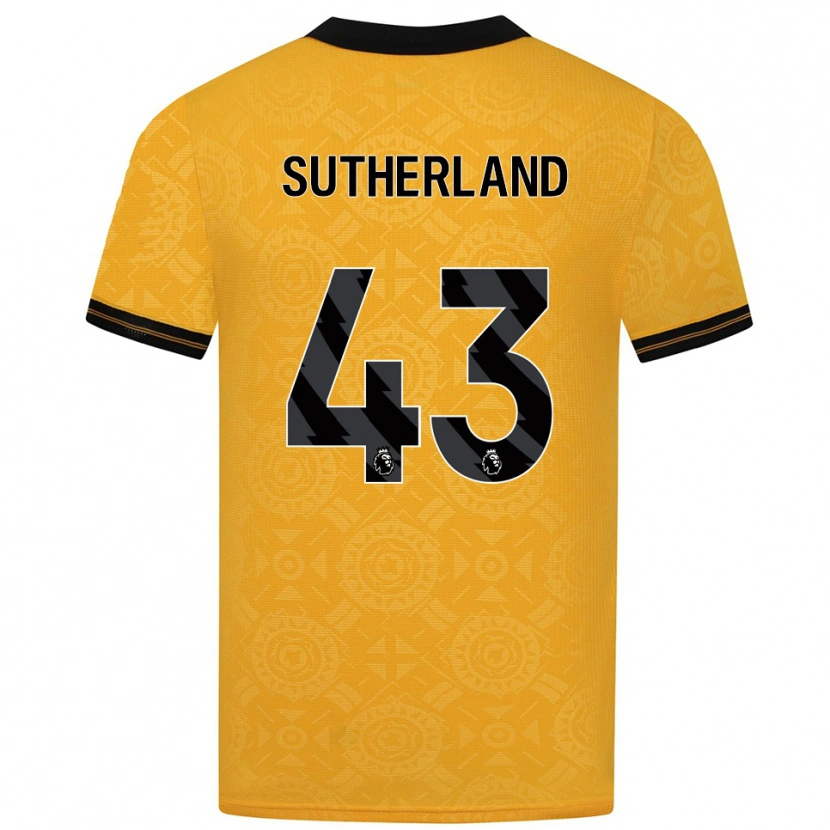 Danxen Kvinder Ethan Sutherland #43 Gul Sort Hjemmebane Spillertrøjer 2025/26 Trøje T-Shirt