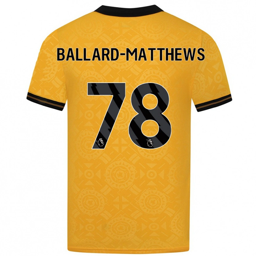 Danxen Kvinder Emilio Ballard-Matthews #78 Gul Sort Hjemmebane Spillertrøjer 2025/26 Trøje T-Shirt