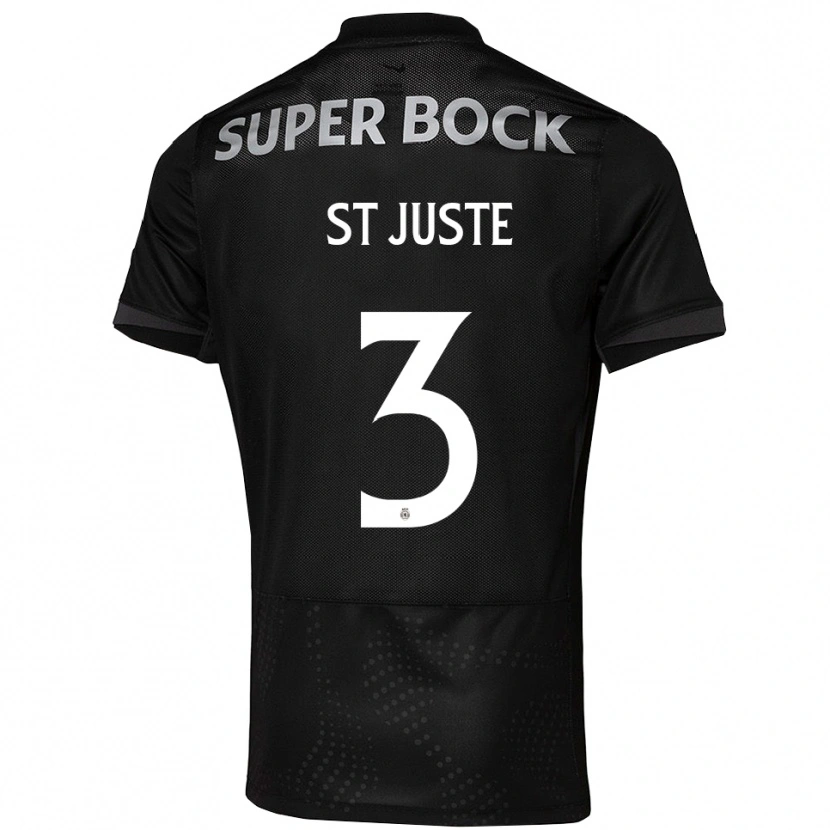 Danxen Kvinder Jeremiah St. Juste #3 Sort Hvid Udebane Spillertrøjer 2025/26 Trøje T-Shirt