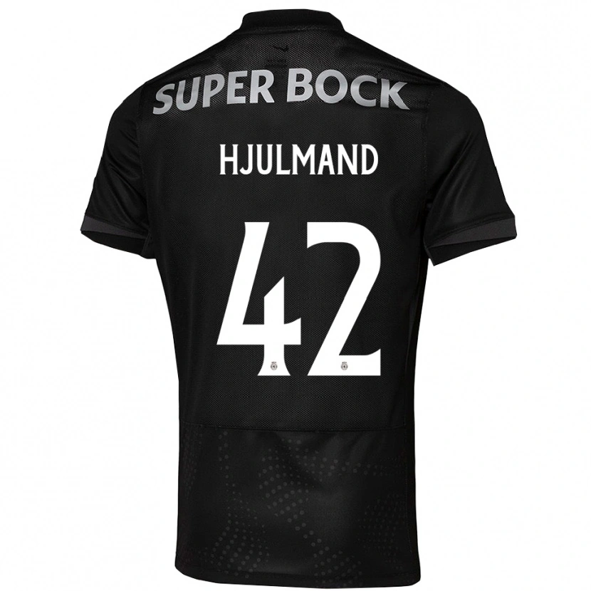 Danxen Kvinder Morten Hjulmand #42 Sort Hvid Udebane Spillertrøjer 2025/26 Trøje T-Shirt