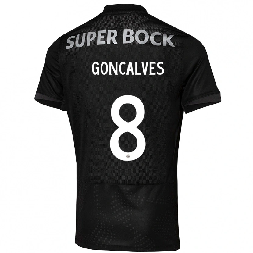 Danxen Kvinder Pedro Gonçalves #8 Sort Hvid Udebane Spillertrøjer 2025/26 Trøje T-Shirt
