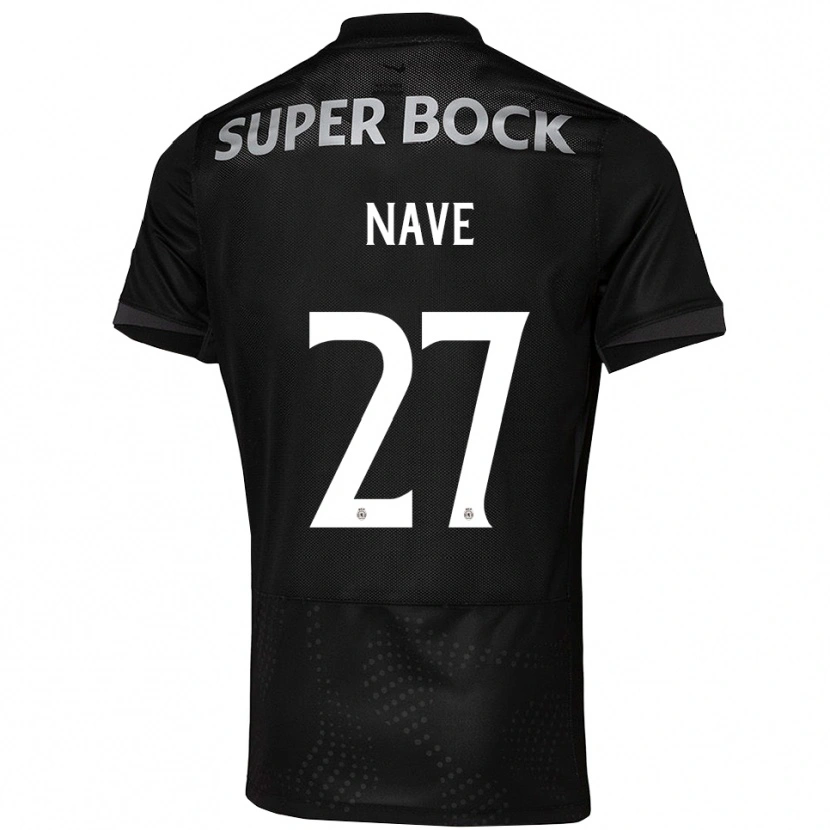 Danxen Kvinder Matilde Nave #27 Sort Hvid Udebane Spillertrøjer 2025/26 Trøje T-Shirt