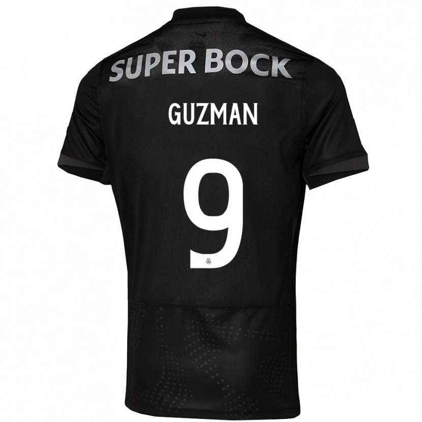 Danxen Kvinder Víctor Guzmán #9 Sort Hvid Udebane Spillertrøjer 2025/26 Trøje T-Shirt