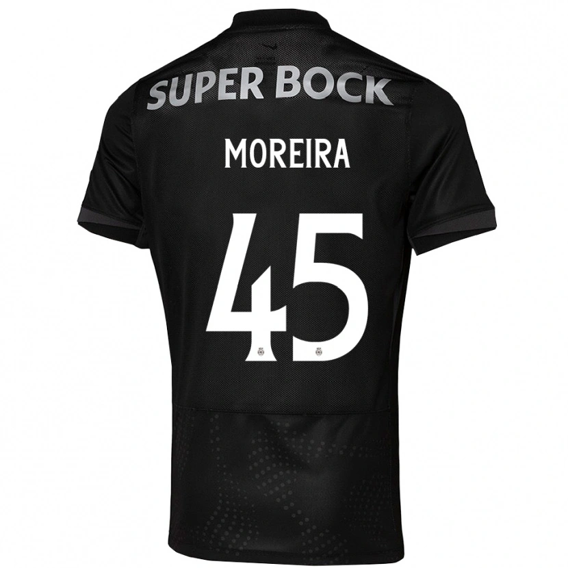 Danxen Kvinder David Moreira #45 Sort Hvid Udebane Spillertrøjer 2025/26 Trøje T-Shirt
