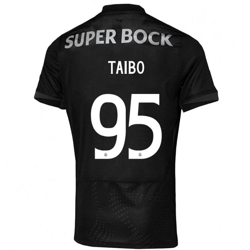 Danxen Kvinder Lucas Taibo #95 Sort Hvid Udebane Spillertrøjer 2025/26 Trøje T-Shirt