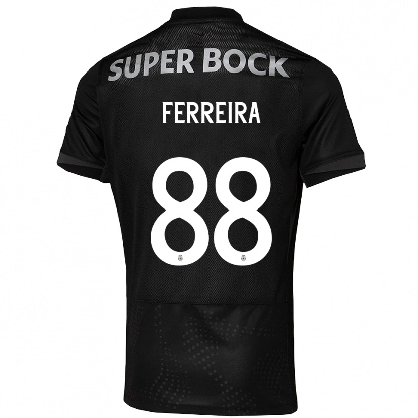 Danxen Kvinder Tiago Ferreira #88 Sort Hvid Udebane Spillertrøjer 2025/26 Trøje T-Shirt