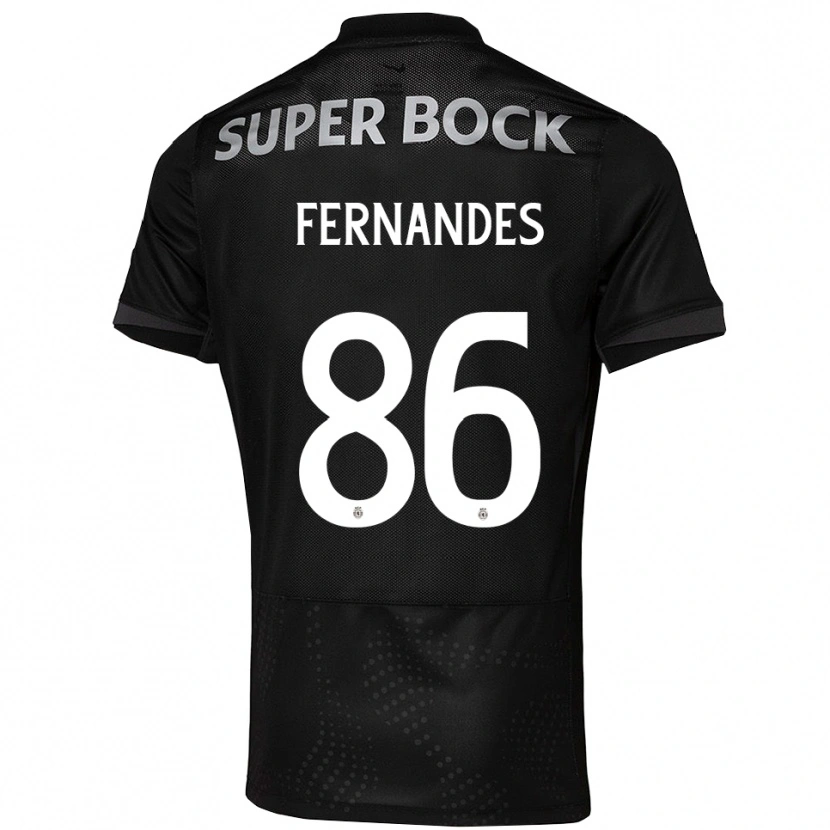 Danxen Kvinder Emanuel Fernandes #86 Sort Hvid Udebane Spillertrøjer 2025/26 Trøje T-Shirt