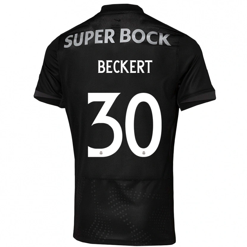 Danxen Kvinder Carolina Beckert #30 Sort Hvid Udebane Spillertrøjer 2025/26 Trøje T-Shirt