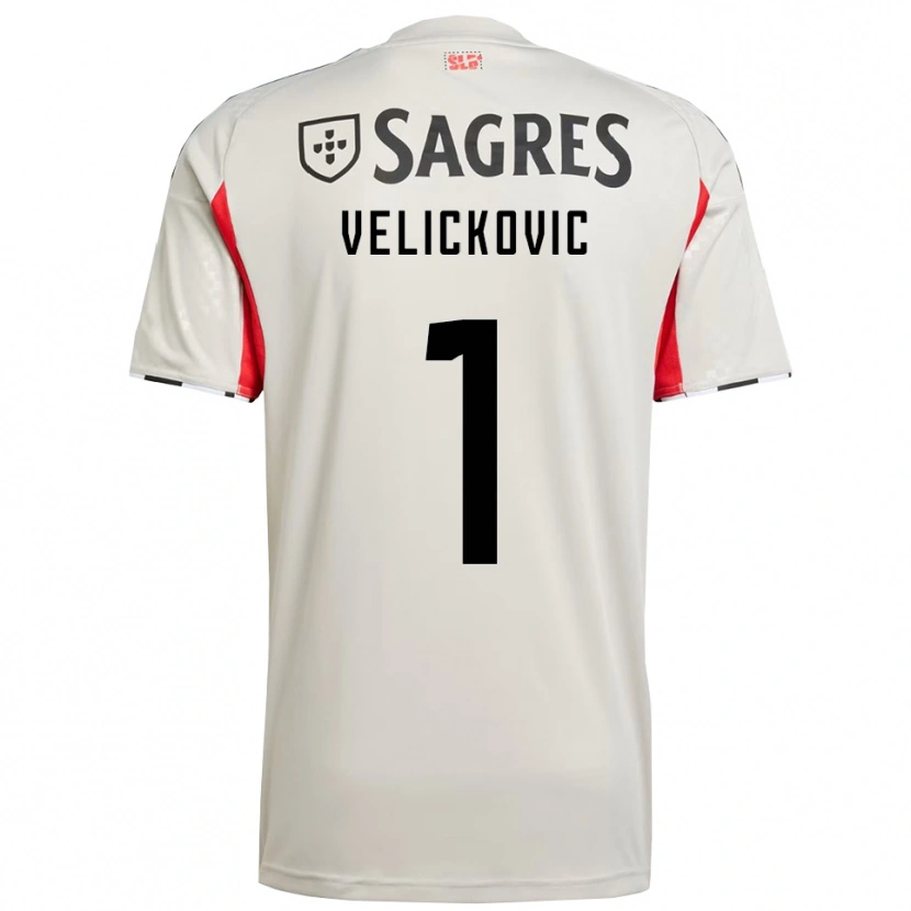 Danxen Kvinder Luka Veličković #1 Off White Rød Udebane Spillertrøjer 2025/26 Trøje T-Shirt