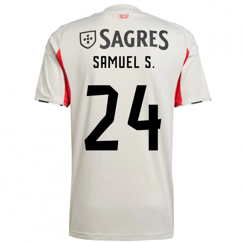 Danxen Kvinder Samuel Soares #24 Off White Rød Udebane Spillertrøjer 2025/26 Trøje T-Shirt