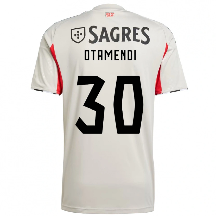 Danxen Kvinder Nicolás Otamendi #30 Off White Rød Udebane Spillertrøjer 2025/26 Trøje T-Shirt