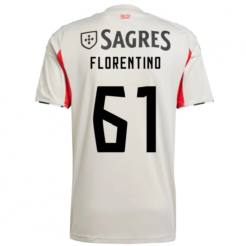 Danxen Kvinder Florentino #61 Off White Rød Udebane Spillertrøjer 2025/26 Trøje T-Shirt