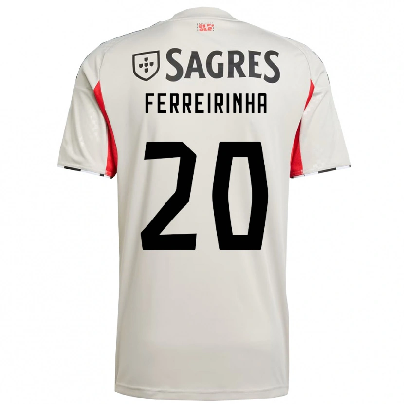 Danxen Kvinder Afonso Ferreirinha #20 Off White Rød Udebane Spillertrøjer 2025/26 Trøje T-Shirt