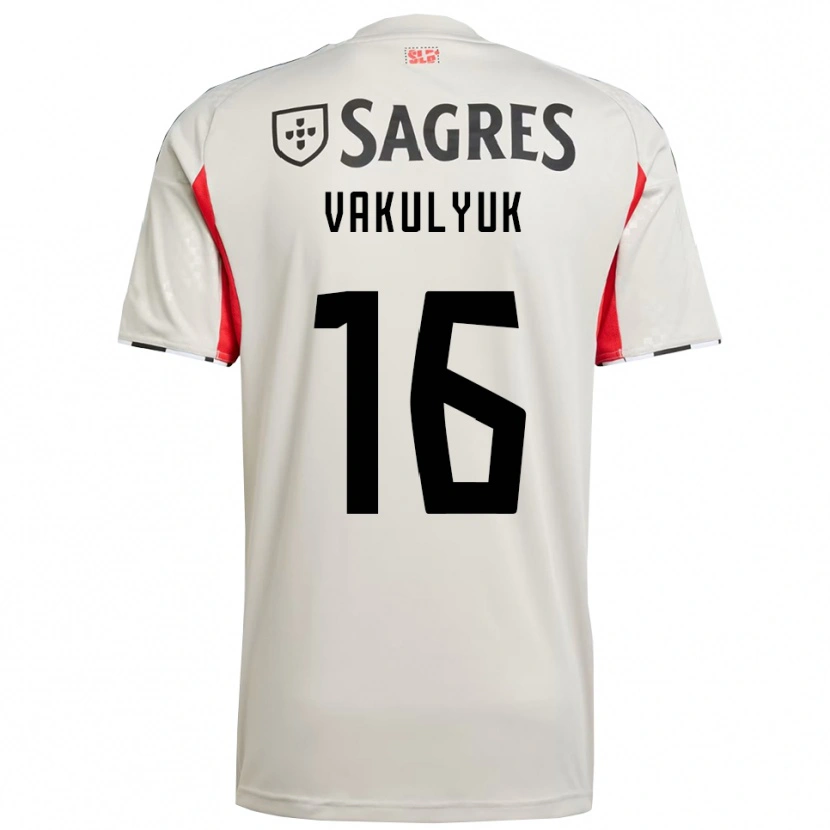Danxen Kvinder André Vakulyuk #16 Off White Rød Udebane Spillertrøjer 2025/26 Trøje T-Shirt