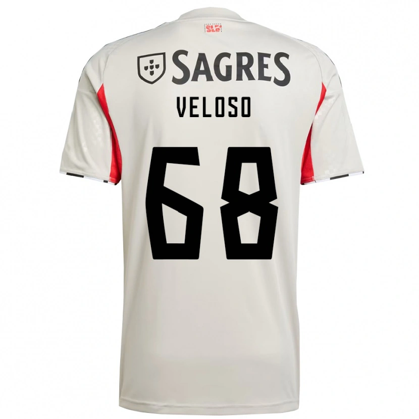Danxen Kvinder João Veloso #68 Off White Rød Udebane Spillertrøjer 2025/26 Trøje T-Shirt