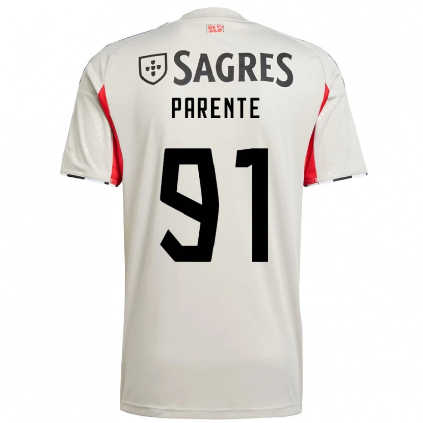 Danxen Kvinder Tiago Parente #91 Off White Rød Udebane Spillertrøjer 2025/26 Trøje T-Shirt