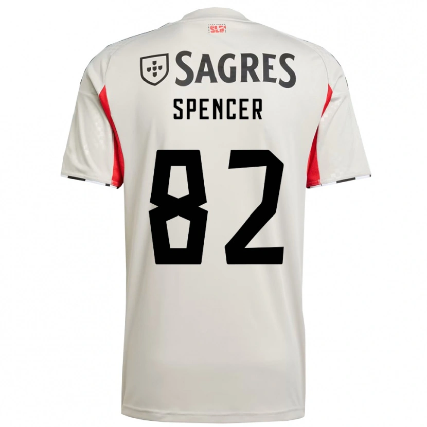 Danxen Kvinder Diogo Spencer #82 Off White Rød Udebane Spillertrøjer 2025/26 Trøje T-Shirt