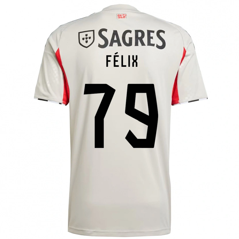 Danxen Kvinder Hugo Félix #79 Off White Rød Udebane Spillertrøjer 2025/26 Trøje T-Shirt