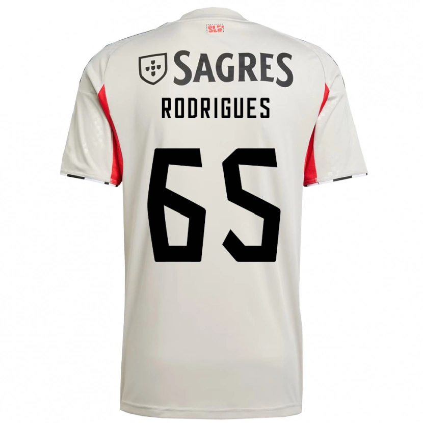 Danxen Kvinder Rafael Rodrigues #65 Off White Rød Udebane Spillertrøjer 2025/26 Trøje T-Shirt