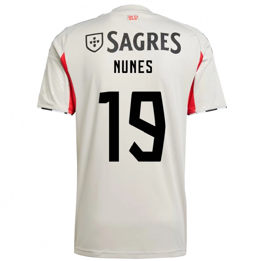 Danxen Kvinder Bernardo Nunes #19 Off White Rød Udebane Spillertrøjer 2025/26 Trøje T-Shirt