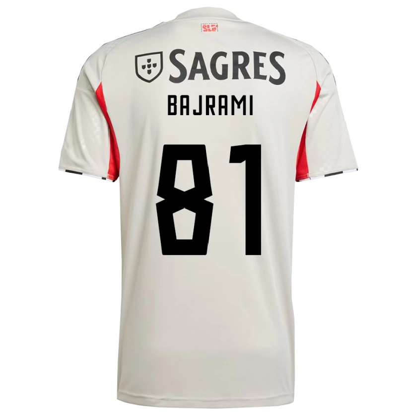 Danxen Kvinder Adrian Bajrami #81 Off White Rød Udebane Spillertrøjer 2025/26 Trøje T-Shirt