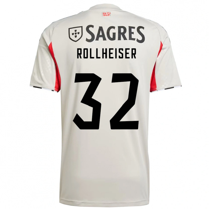 Danxen Kvinder Benjamín Rollheiser #32 Off White Rød Udebane Spillertrøjer 2025/26 Trøje T-Shirt