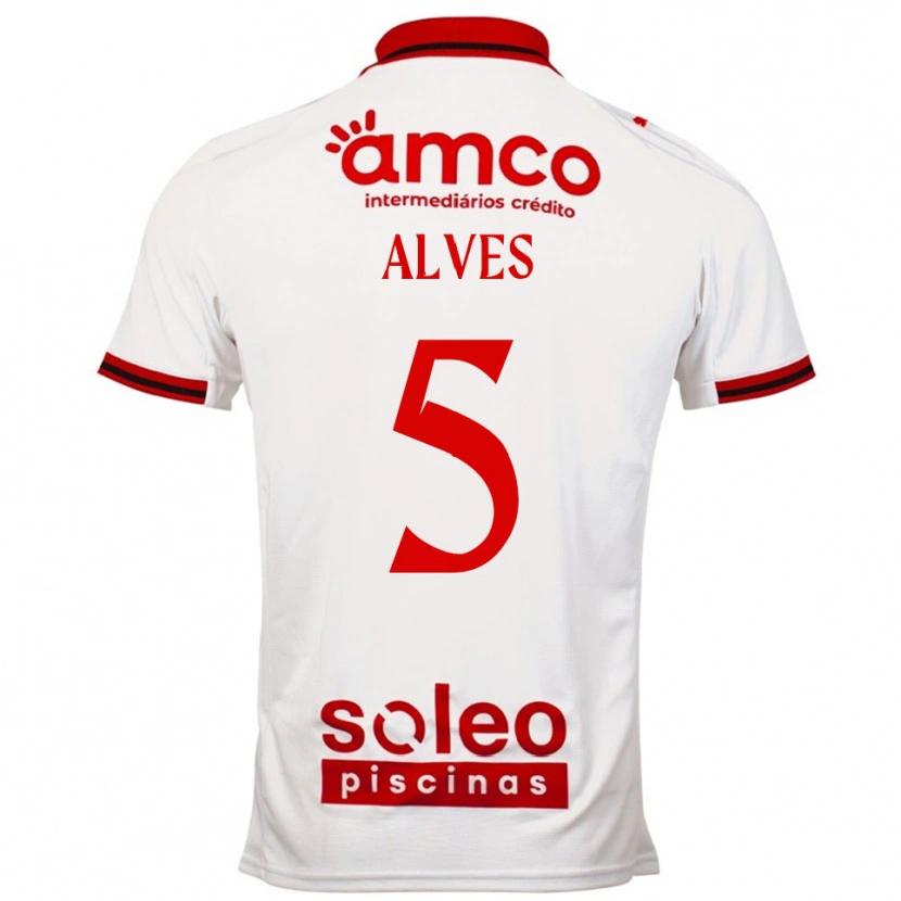 Danxen Kvinder Eduardo Alves #5 Hvid Rød Udebane Spillertrøjer 2025/26 Trøje T-Shirt