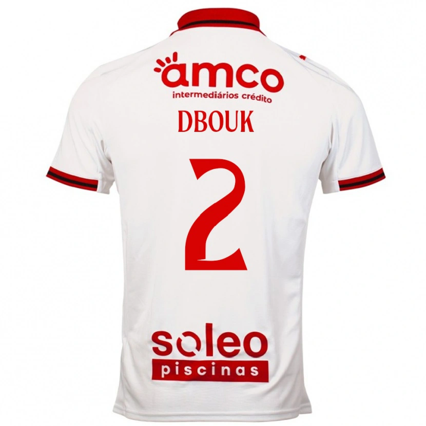 Danxen Kvinder Gabriel Dbouk #2 Hvid Rød Udebane Spillertrøjer 2025/26 Trøje T-Shirt