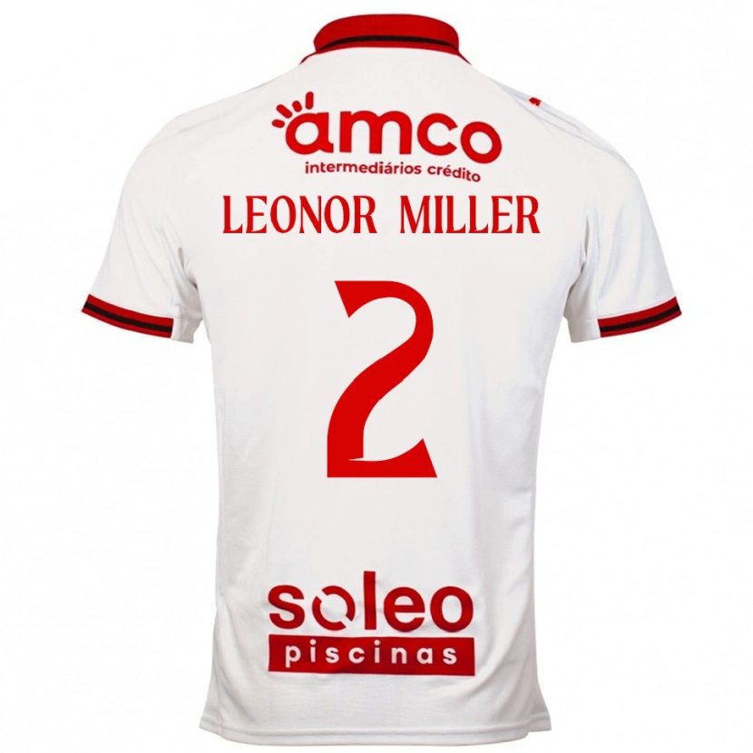 Danxen Kvinder Maria Leonor Miller #2 Hvid Rød Udebane Spillertrøjer 2025/26 Trøje T-Shirt