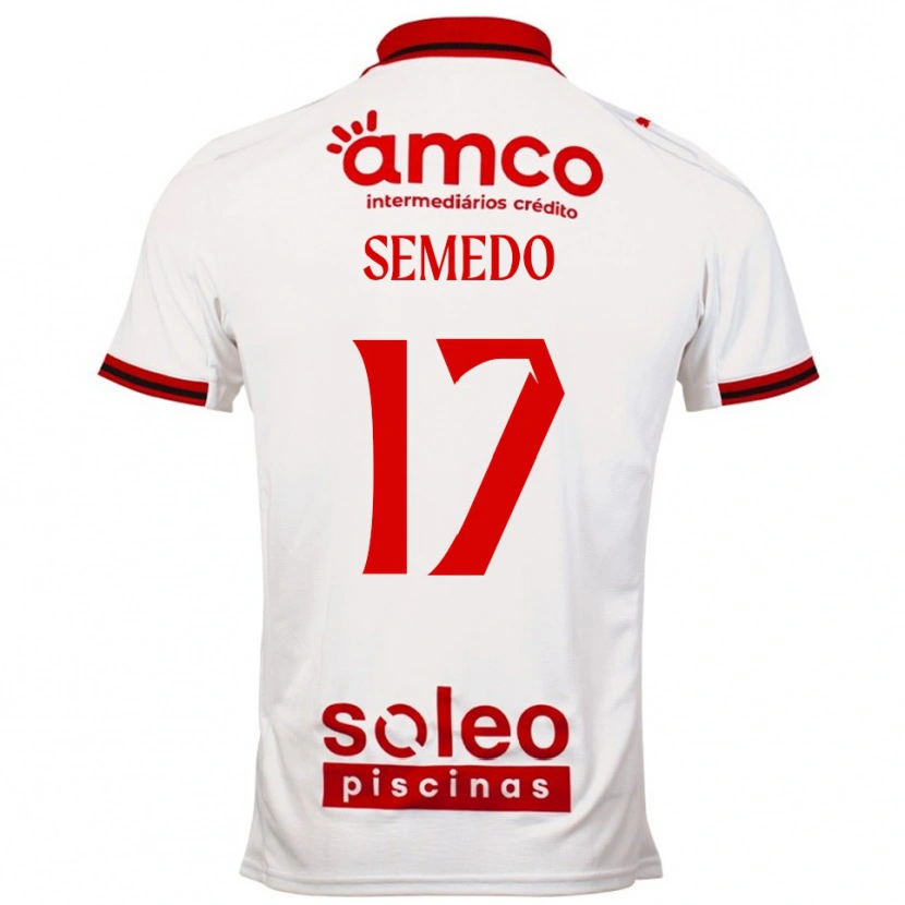 Danxen Kvinder Afonso Semedo #17 Hvid Rød Udebane Spillertrøjer 2025/26 Trøje T-Shirt