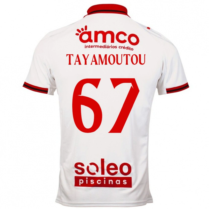 Danxen Kvinder Enzo Tayamoutou #67 Hvid Rød Udebane Spillertrøjer 2025/26 Trøje T-Shirt