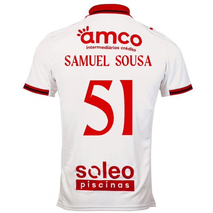 Danxen Kvinder Samu Sousa #51 Hvid Rød Udebane Spillertrøjer 2025/26 Trøje T-Shirt