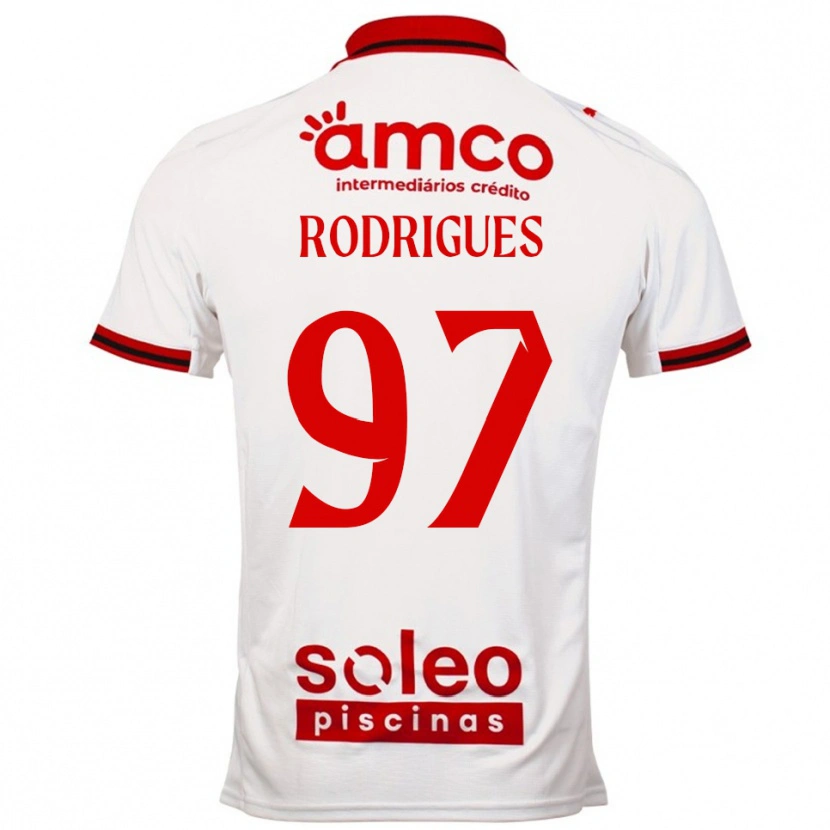 Danxen Kvinder Dinis Rodrigues #97 Hvid Rød Udebane Spillertrøjer 2025/26 Trøje T-Shirt