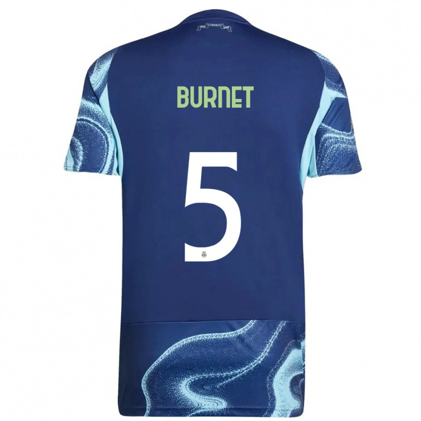 Danxen Kvinder Lorenzo Burnet #5 Navy Himmelblå Udebane Spillertrøjer 2025/26 Trøje T-Shirt