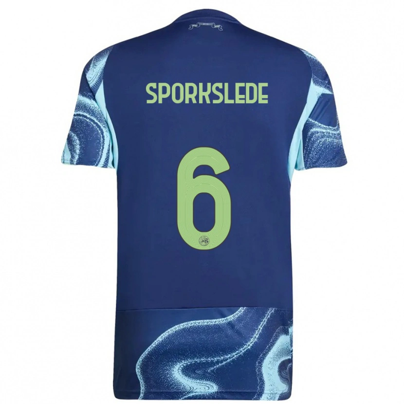 Danxen Kvinder Fabian Sporkslede #6 Navy Himmelblå Udebane Spillertrøjer 2025/26 Trøje T-Shirt
