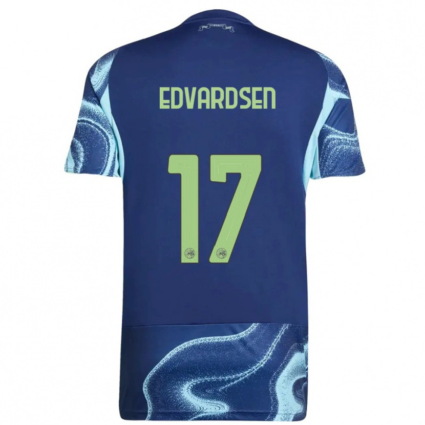 Danxen Kvinder Oliver Edvardsen #17 Navy Himmelblå Udebane Spillertrøjer 2025/26 Trøje T-Shirt