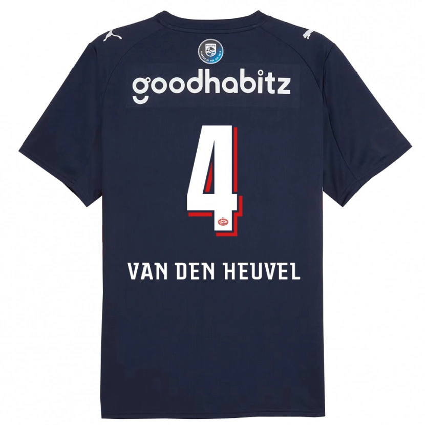 Danxen Kvinder Tim Van Den Heuvel #4 Navy Hvid Udebane Spillertrøjer 2025/26 Trøje T-Shirt