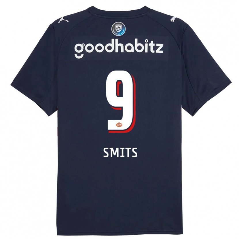 Danxen Kvinder Joëlle Smits #9 Navy Hvid Udebane Spillertrøjer 2025/26 Trøje T-Shirt