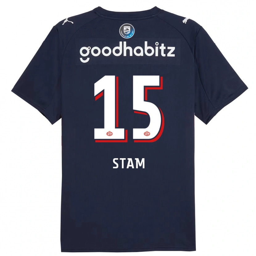 Danxen Kvinder Dyran Stam #15 Navy Hvid Udebane Spillertrøjer 2025/26 Trøje T-Shirt