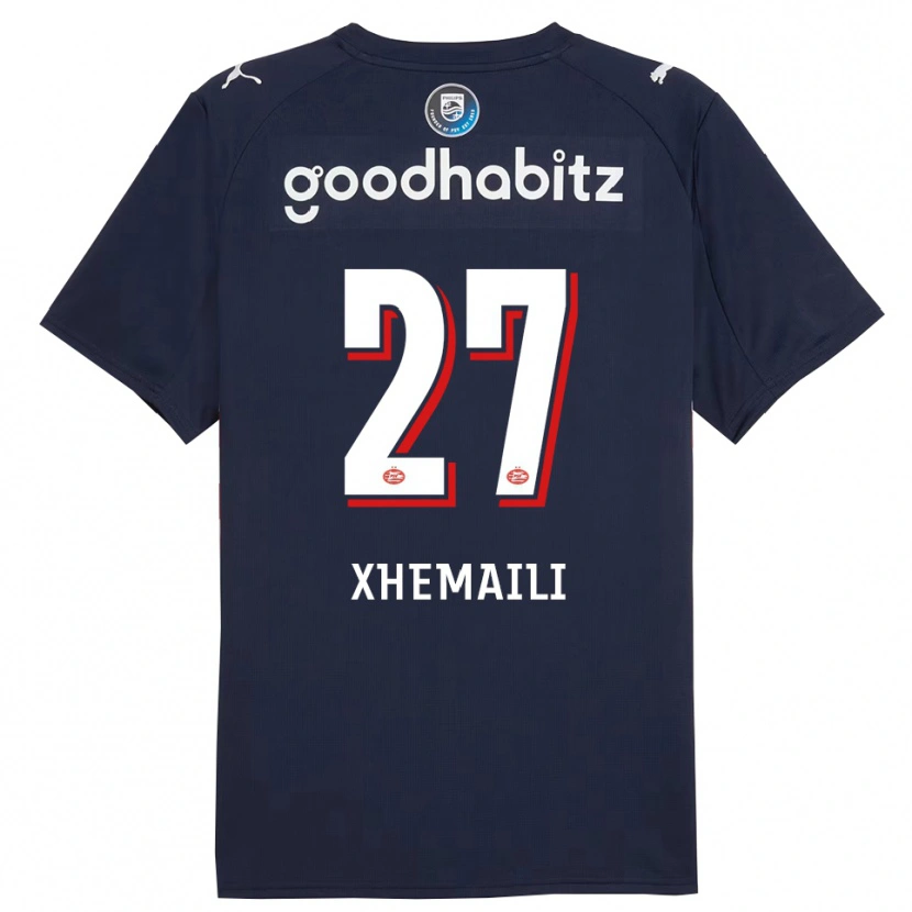 Danxen Kvinder Riola Xhemaili #27 Navy Hvid Udebane Spillertrøjer 2025/26 Trøje T-Shirt
