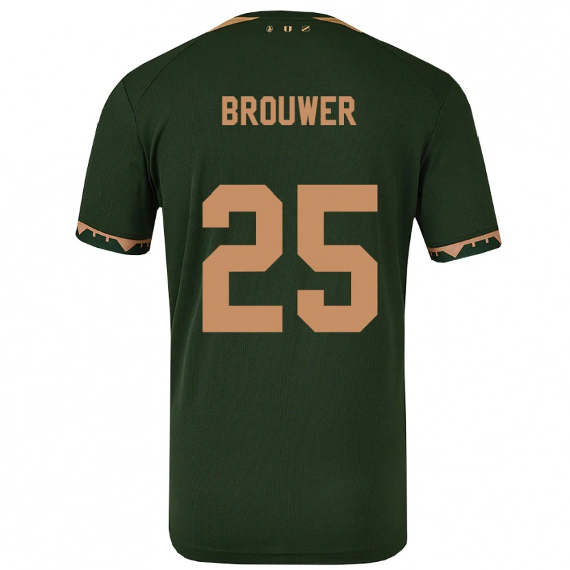 Danxen Kvinder Michael Brouwer #25 Grøn Guld Udebane Spillertrøjer 2025/26 Trøje T-Shirt