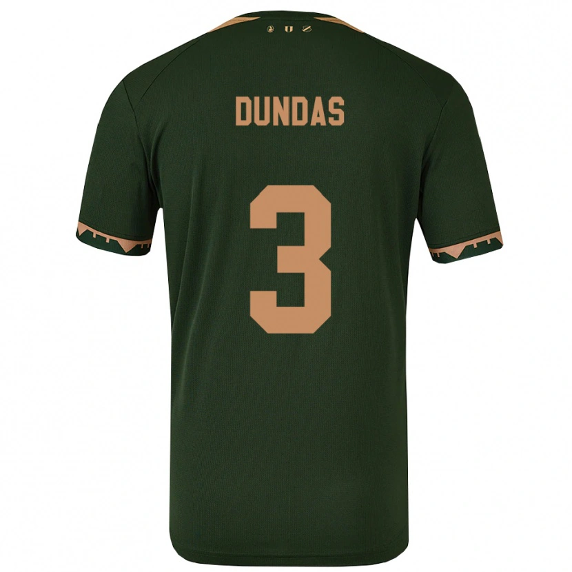Danxen Kvinder Noa Dundas #3 Grøn Guld Udebane Spillertrøjer 2025/26 Trøje T-Shirt