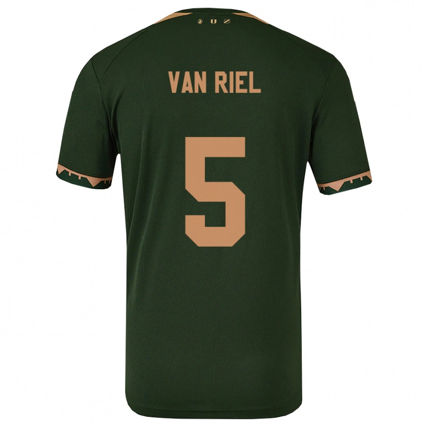 Danxen Kvinder Jesper Van Riel #5 Grøn Guld Udebane Spillertrøjer 2025/26 Trøje T-Shirt