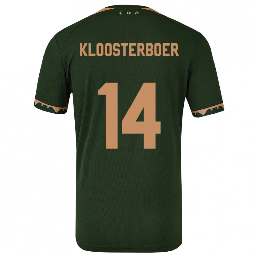 Danxen Kvinder Per Kloosterboer #14 Grøn Guld Udebane Spillertrøjer 2025/26 Trøje T-Shirt