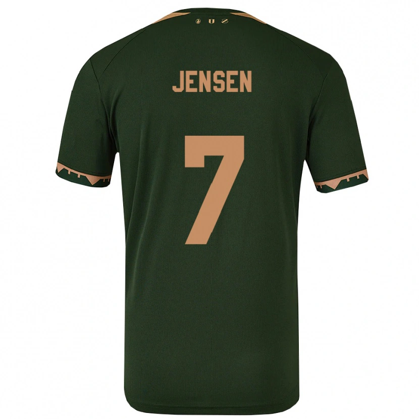 Danxen Kvinder Victor Jensen #7 Grøn Guld Udebane Spillertrøjer 2025/26 Trøje T-Shirt