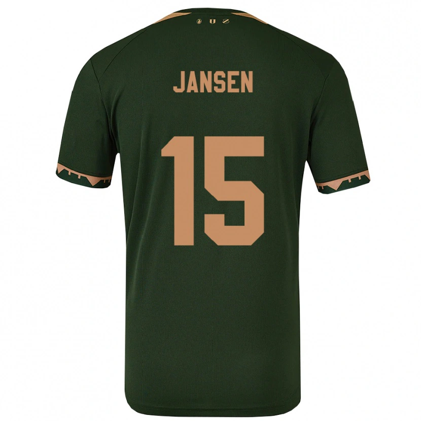 Danxen Kvinder Scott Jansen #15 Grøn Guld Udebane Spillertrøjer 2025/26 Trøje T-Shirt