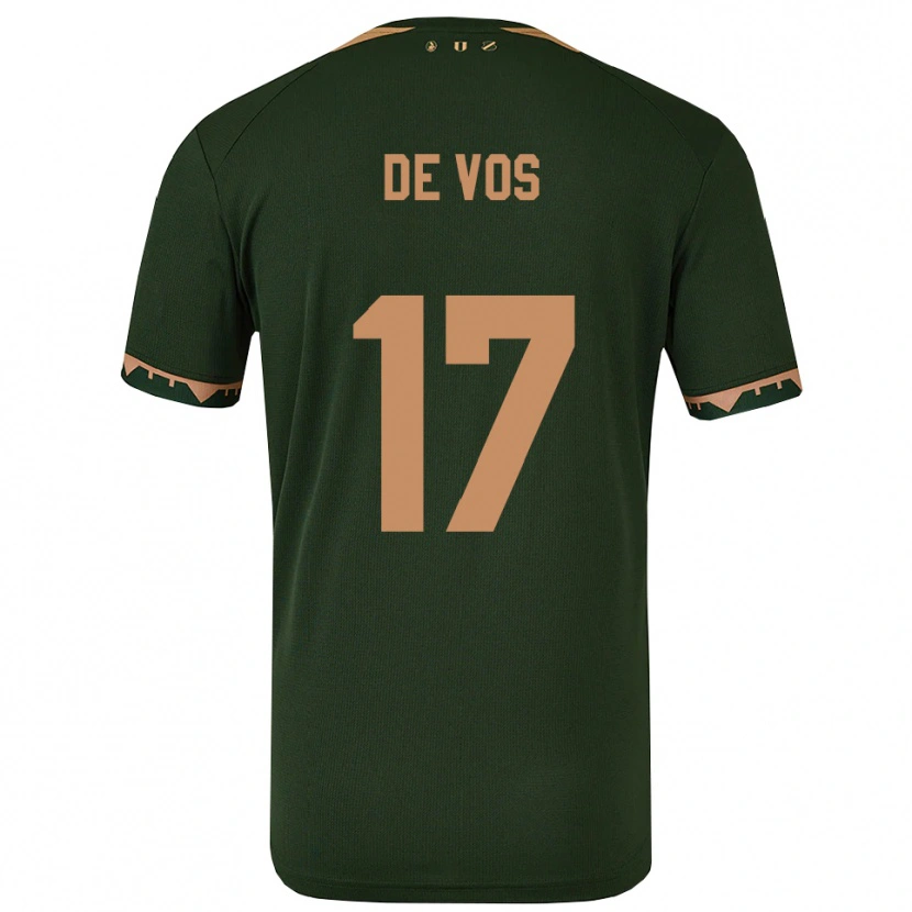Danxen Kvinder Nick De Vos #17 Grøn Guld Udebane Spillertrøjer 2025/26 Trøje T-Shirt