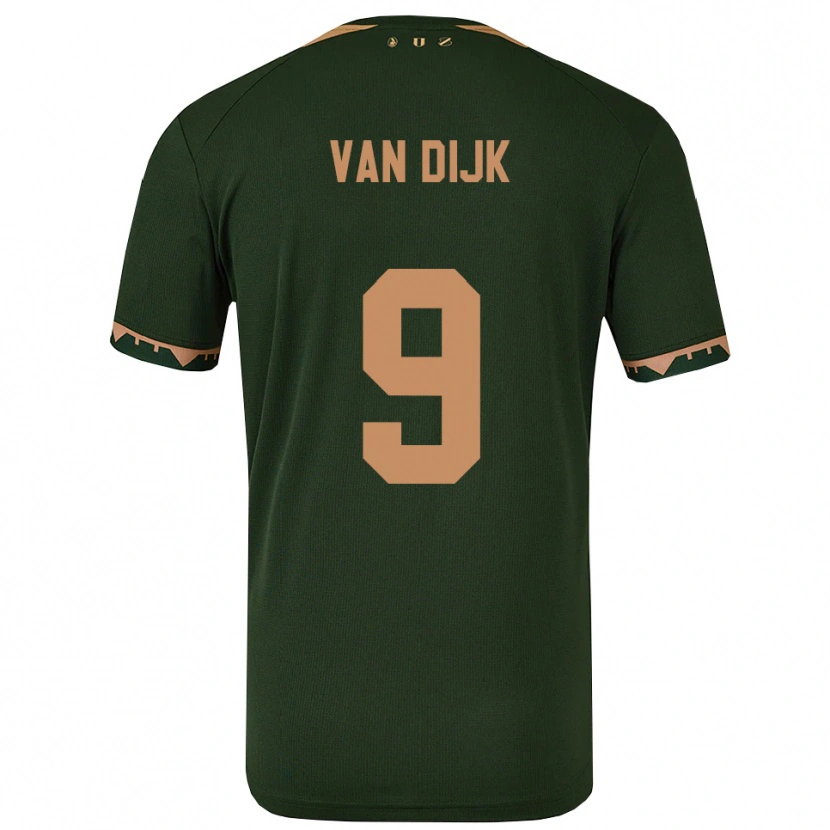 Danxen Kvinder Bright Van Dijk #9 Grøn Guld Udebane Spillertrøjer 2025/26 Trøje T-Shirt